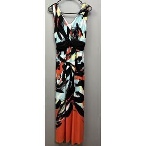 Rabbit Rabbit Rabbit Designs Maxi Dress Womens Size 6 Bold Colorful‎ Back Zip